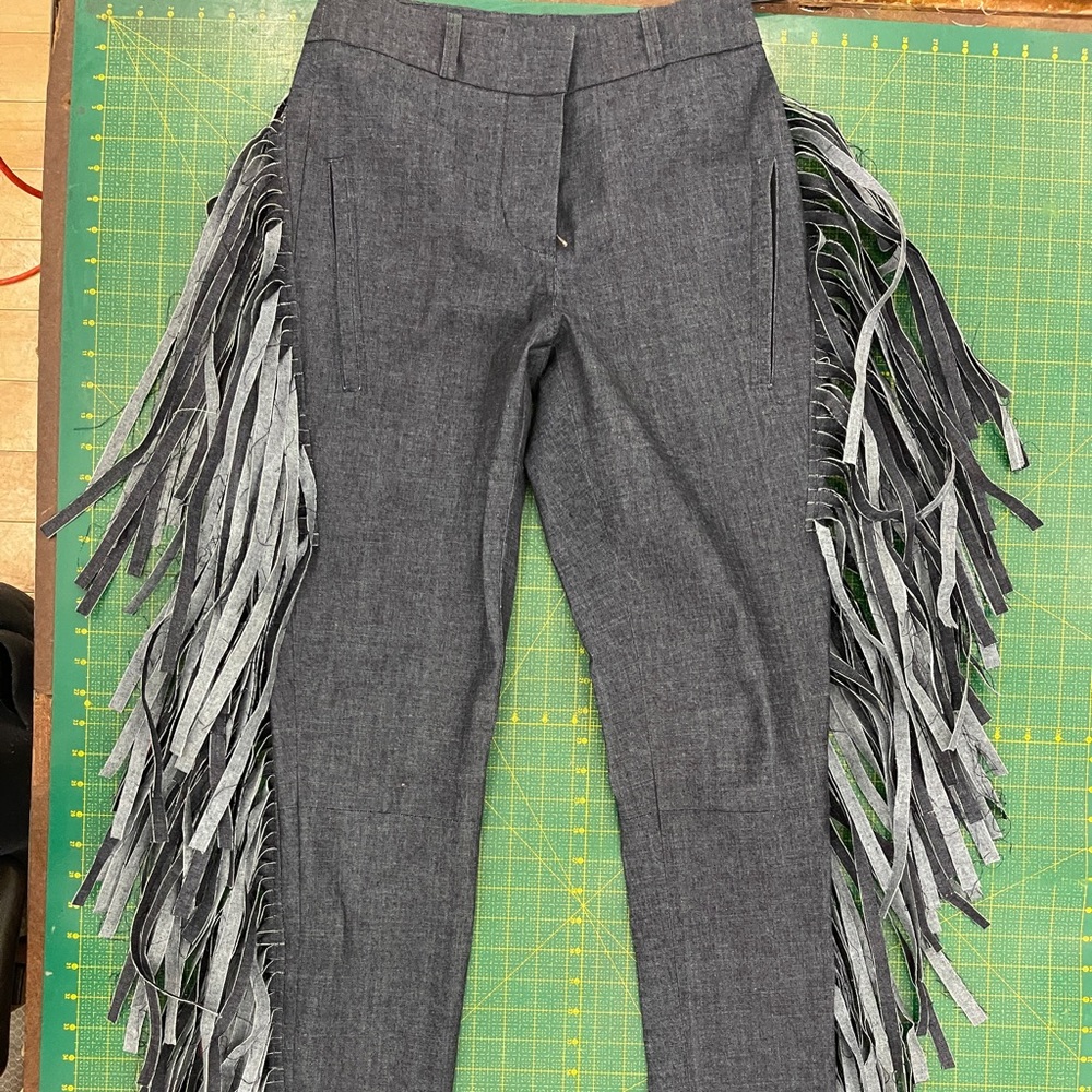 Handmade fringed jeans august 2017